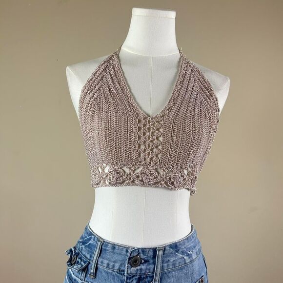 Charlotte Russe Boho Fairy Crochet Halter Top - Picture 1 of 4